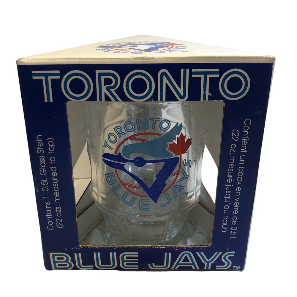 Vintage .5 L Toronto Blue Jays MLB Glass Stein 1995